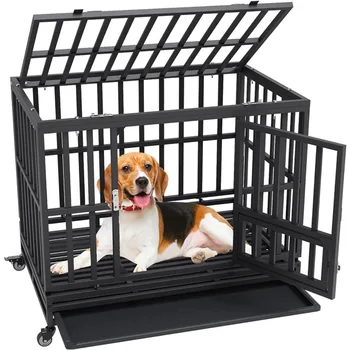 Неразрушаемый кученце кутия за кучета, 38-инчов Тежкотоварни развъдник за домашни любимци, стоки за дома градина, безплатен транспорт