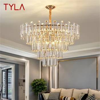 Полилей в стил постмодерното TYLA Кристална окачен лампа Luxury Home Light LED за дневна-трапезария