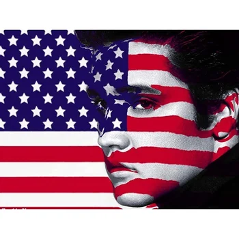 5D DIY Снимка на Елвис с диаманти Военен Американски флаг Диамантена Мозайка Бродерия Магазини за Подаръчни комплекти Планински Кристал, Художествено Изображение