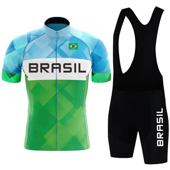 Комплект тениски, Велосипеди Brasil Team 2024 Мъжка Лятна Велосипедна облекло за МТБ състезания с къс ръкав Ropa Ciclismo За колоездене на открито