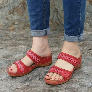 Модни дамски сандали на платформа, летни чехли за жени, ежедневни сандали на танкетке, дамски обувки с отворени пръсти, нескользящие чехли