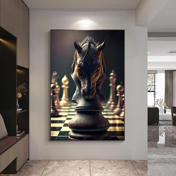 Скандинавските шах, Мат, платно, плакат и принт, абстрактни стенни рисунки за модерна всекидневна, Офис интериор.