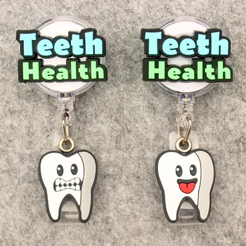 Стилен подарък за вашия стоматолог в стил здравето на зъбите Прибиращ макара за бейджа Сестра на Притежателя на карта лекар Офис консумативи за именни карти болница