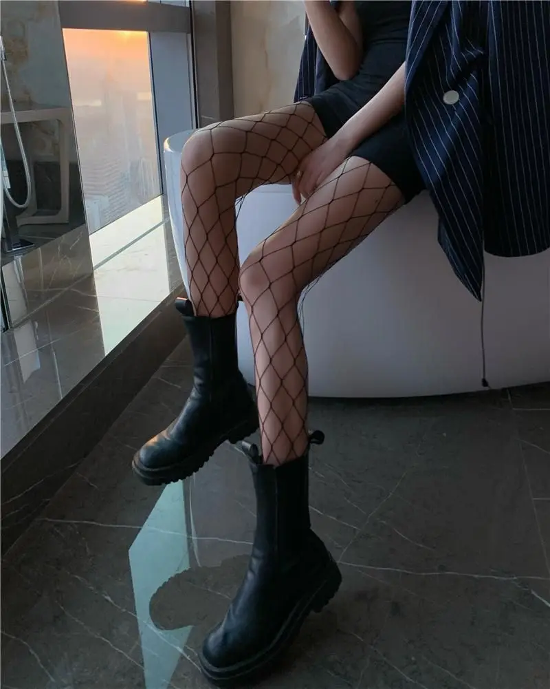 Горещи продажба Снажен идеални крака, Секси дамски Дълги найлонови чорапогащи в рибарска мрежа, чорапи за тялото, чорапогащи в рибарска мрежа, Чорапи носочные изделия с висока талия, Свещници - 5